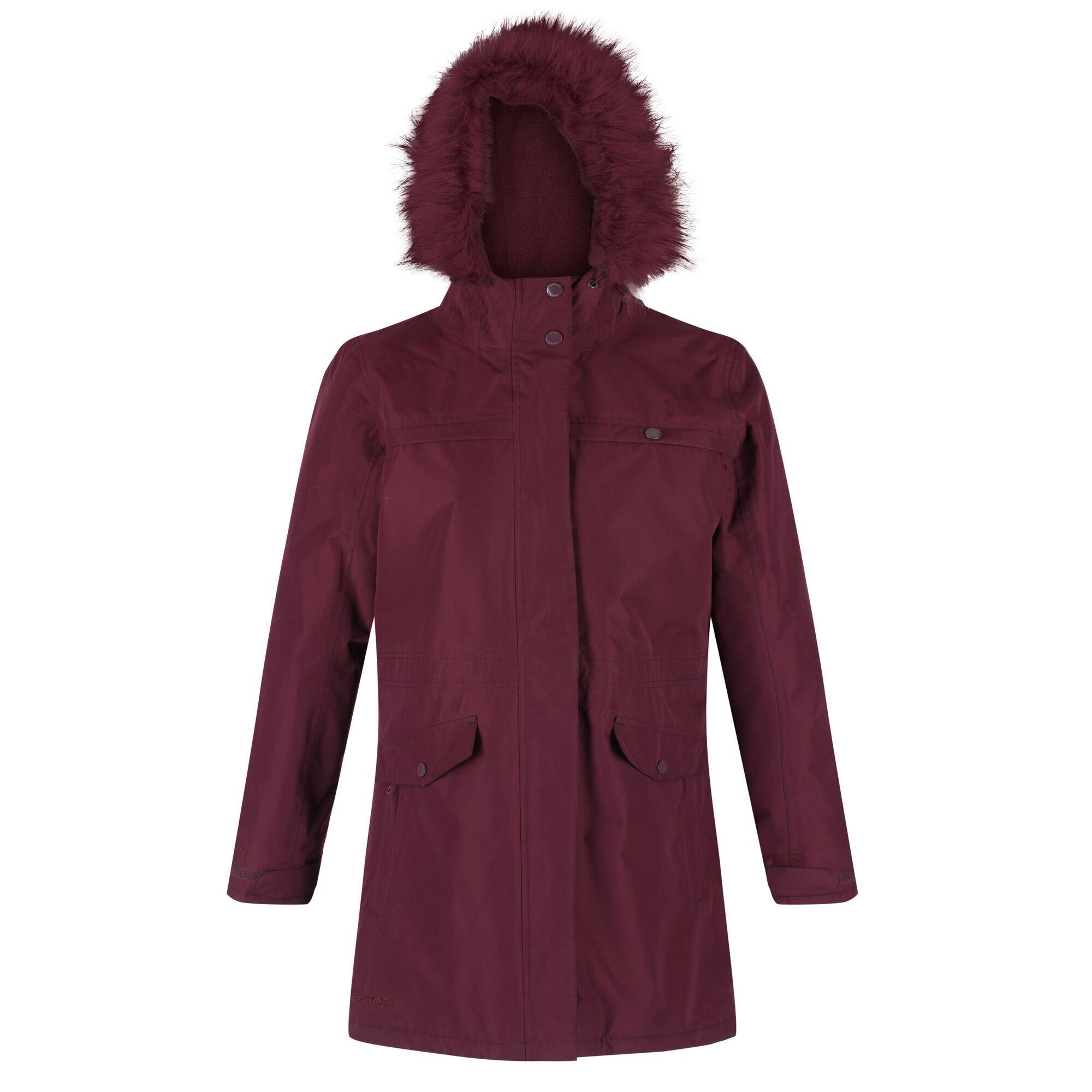 Womens/Ladies Serleena II Faux Fur Insulated Winter Parka (Dark Burgundy) 1/5