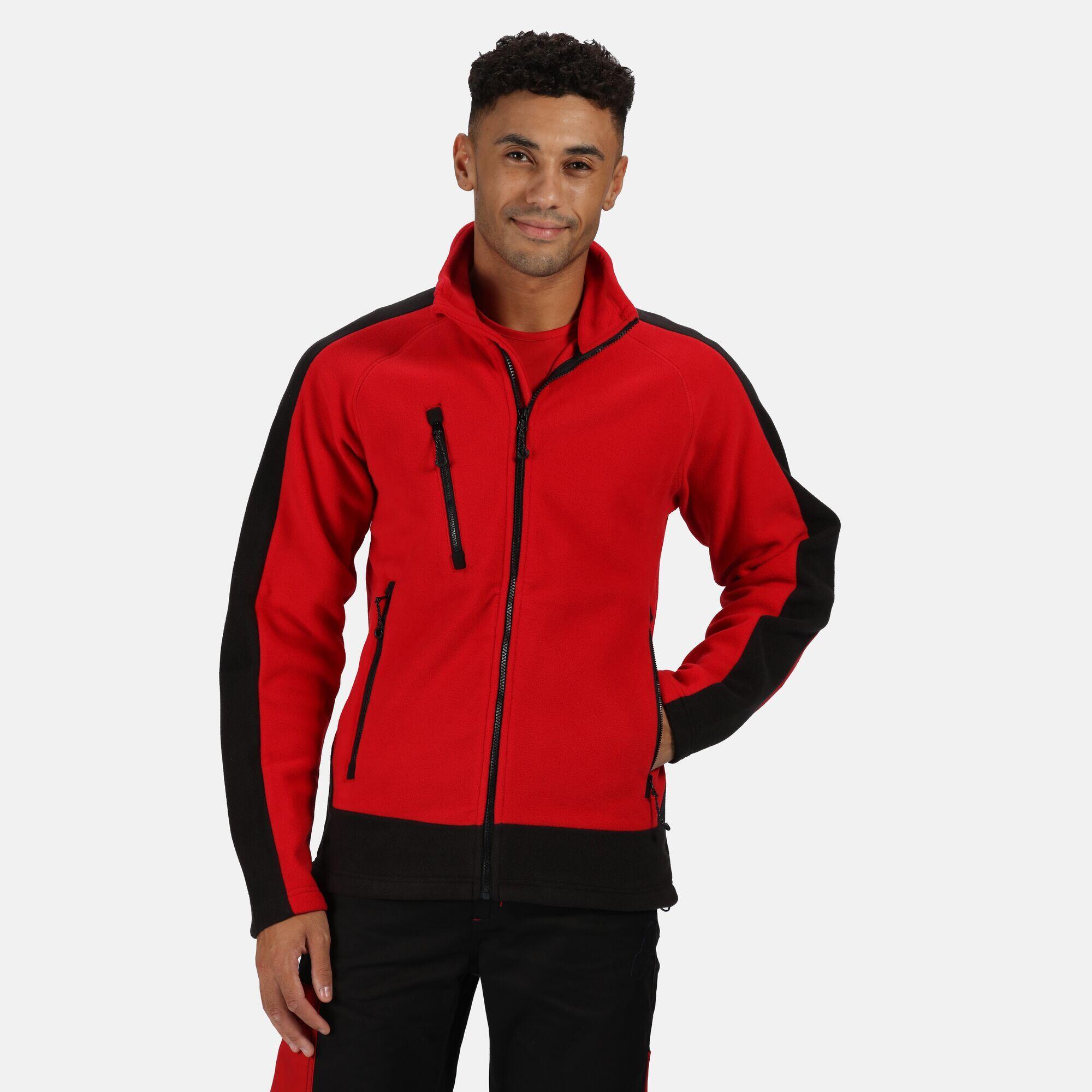 Mens Contrast Fleece Jacket (Classic Red/Black) 4/5