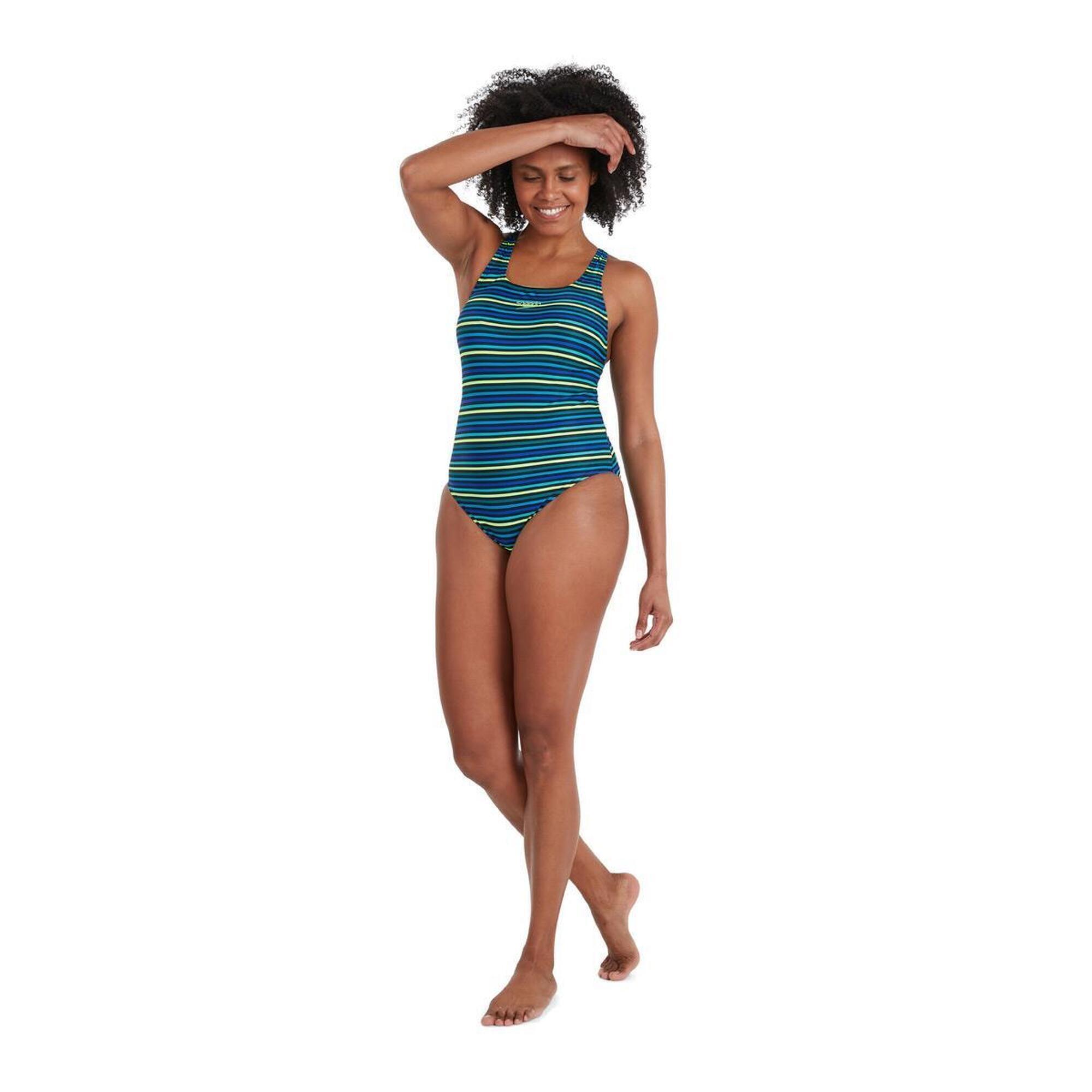 Speedo Women's Printed Medalist Swimsuit - True Navy 1/4