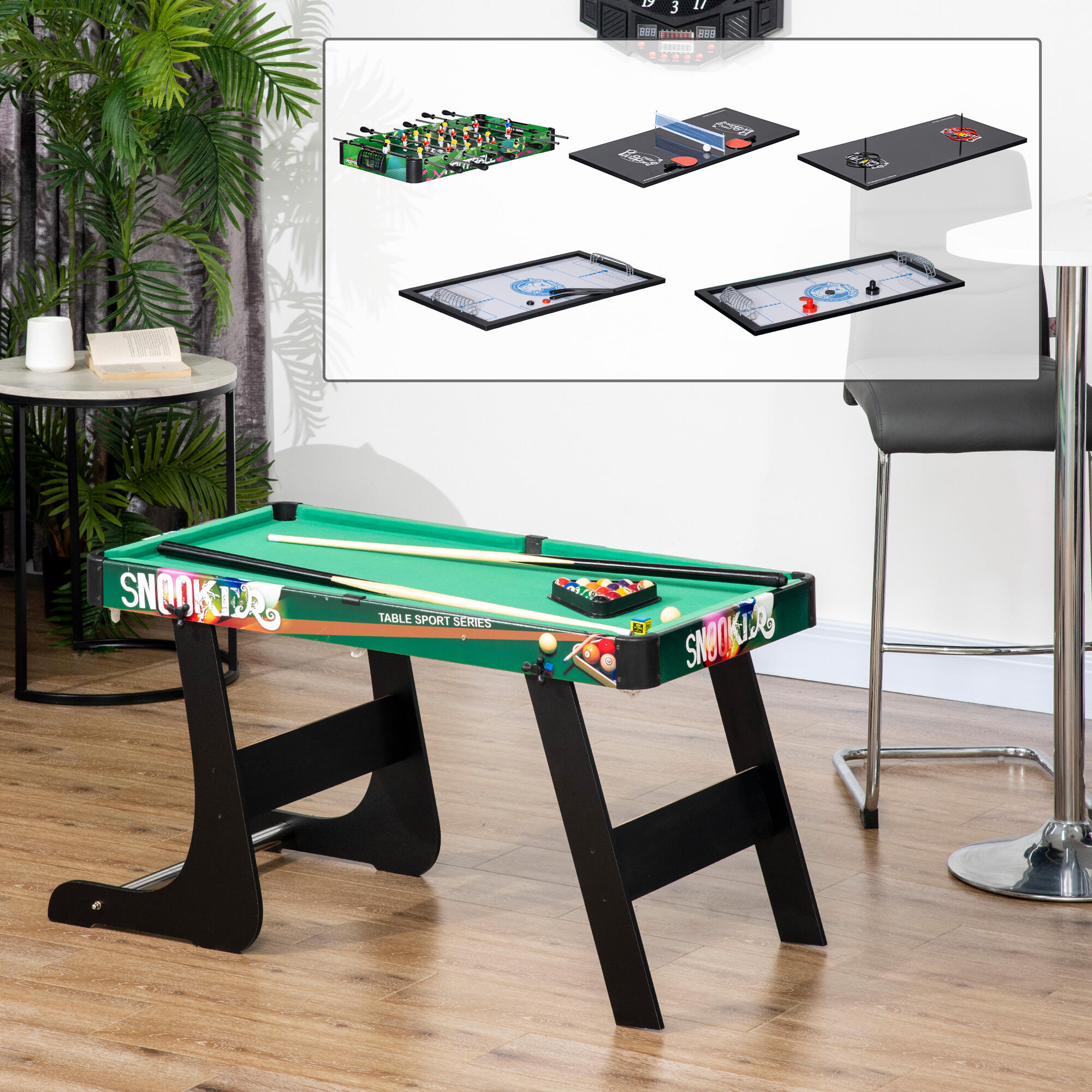 HOMCOM Tavolo da Gioco 6 in 1 in MDF, Resina e Acciaio Inox Multicolore 2/8