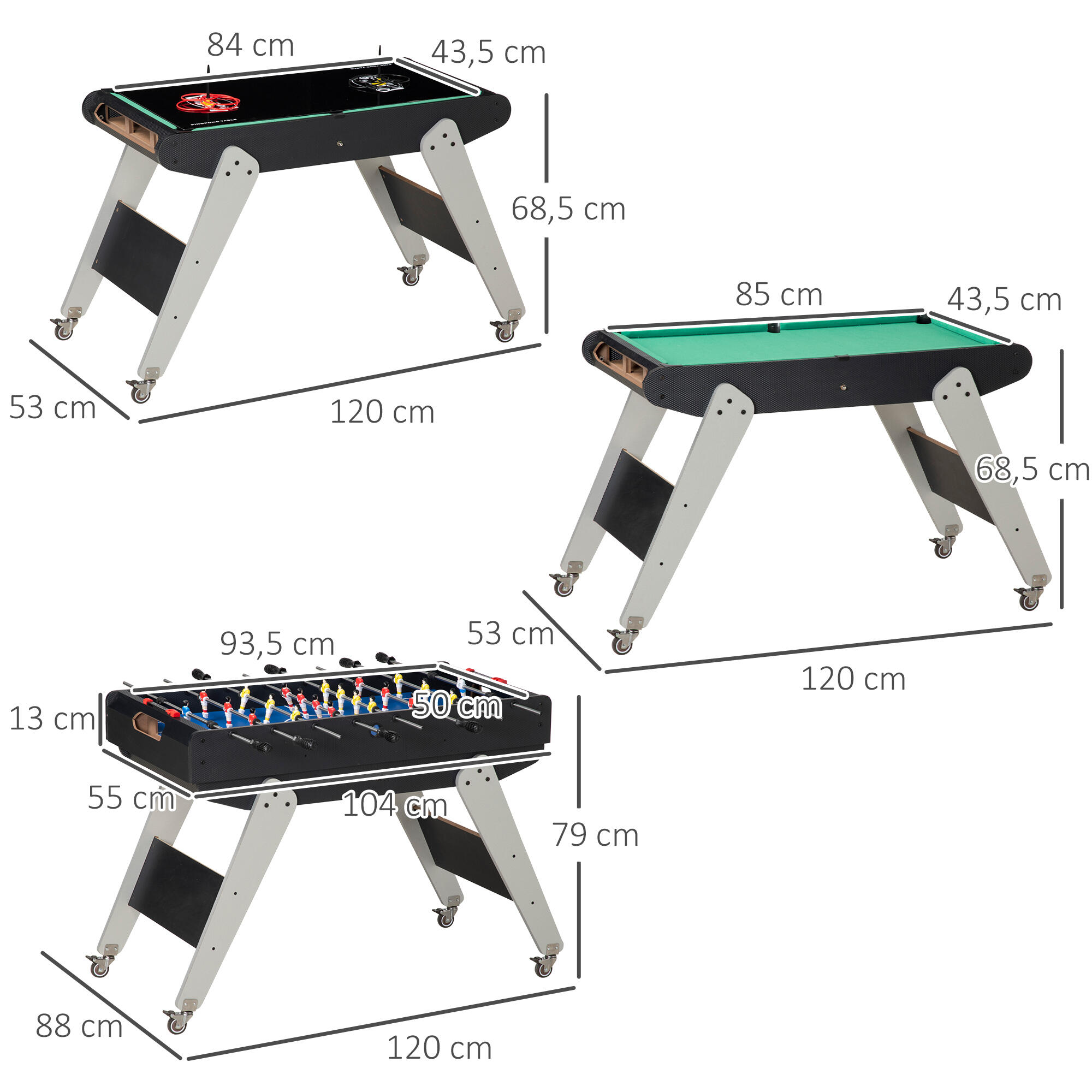 Mesa de Jogos 6 em 1 120x88x79 cm Multicor HOMCOM 3/6