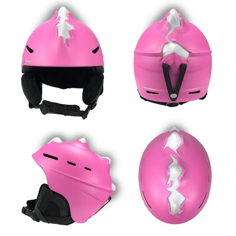 Casque de Ski pour Enfants & Adultes| Rose Fluo-L| Crazy Safety| Certifié EN1077