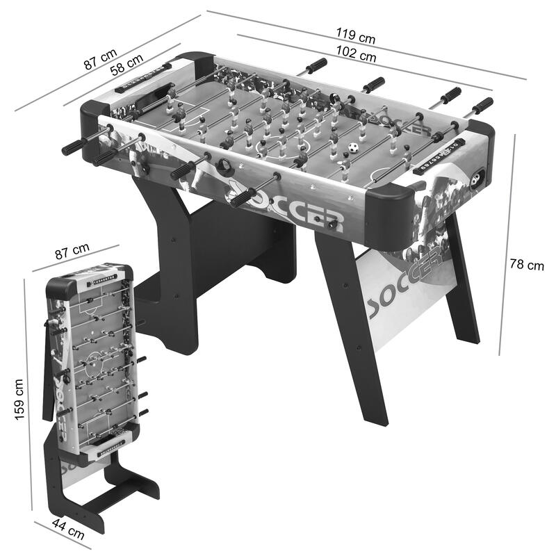 Table de baby foot d'intérieur pliable - 22 figurines | 3 balles inclues | 2 à