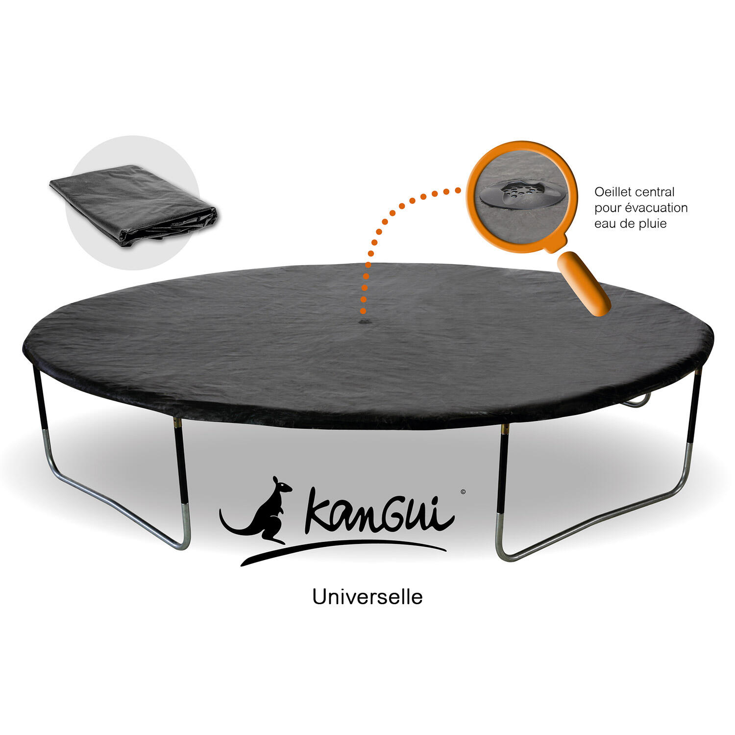Kangui - Bâche De Protection Ø250cm Adaptable À Tous Trampolines De Diamètre 250 Cm - Bache De Trampoline - Noir - 245cm - Decathlon
