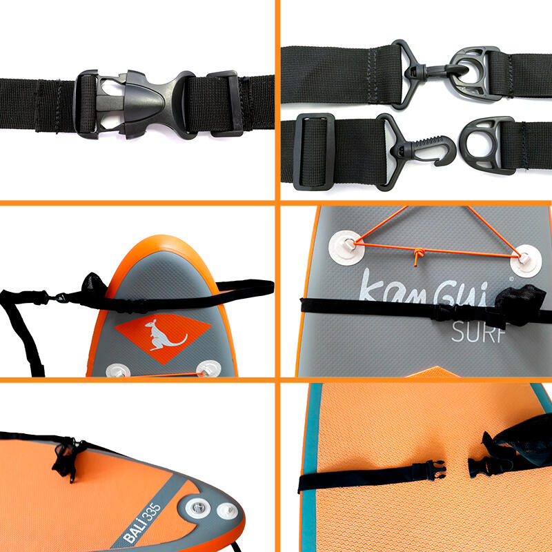 Sangle de portage pour stand up paddle gonflable avec fixation pagaie 3/4