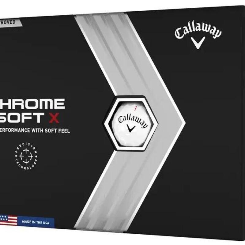 Packung mit 12 Golfbällen Callaway Chrome Soft X Weiß Neu