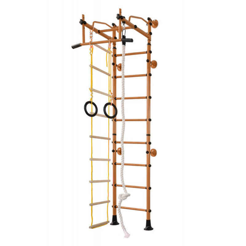 Sprossenwand FitTop M2 200 - 250 cm Orange Holzsprossen Klettergerüst