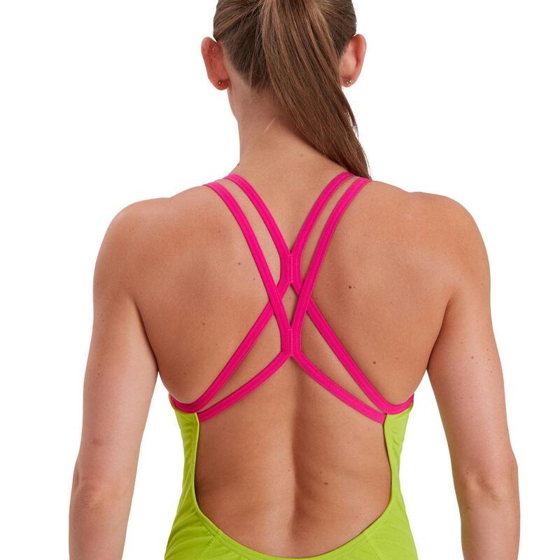 Speedo Womens Solid Starback Swimsuit Atomic Lime Electric Pink