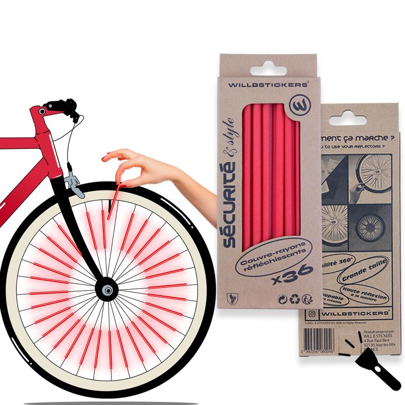 10 autocollants réfléchissants pour jantes de vélo, accessoires  d'équipement d'équitation (rouge)