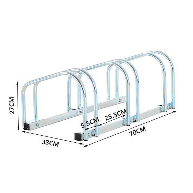 HOMCOM Rastrelliera Porta biciclette Parcheggio per 3 Biciclette, 70.5x33x27cm