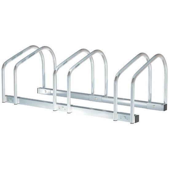 HOMCOM Rastrelliera Portabiciclette per 3 Biciclette 76x33x27 cm Argento