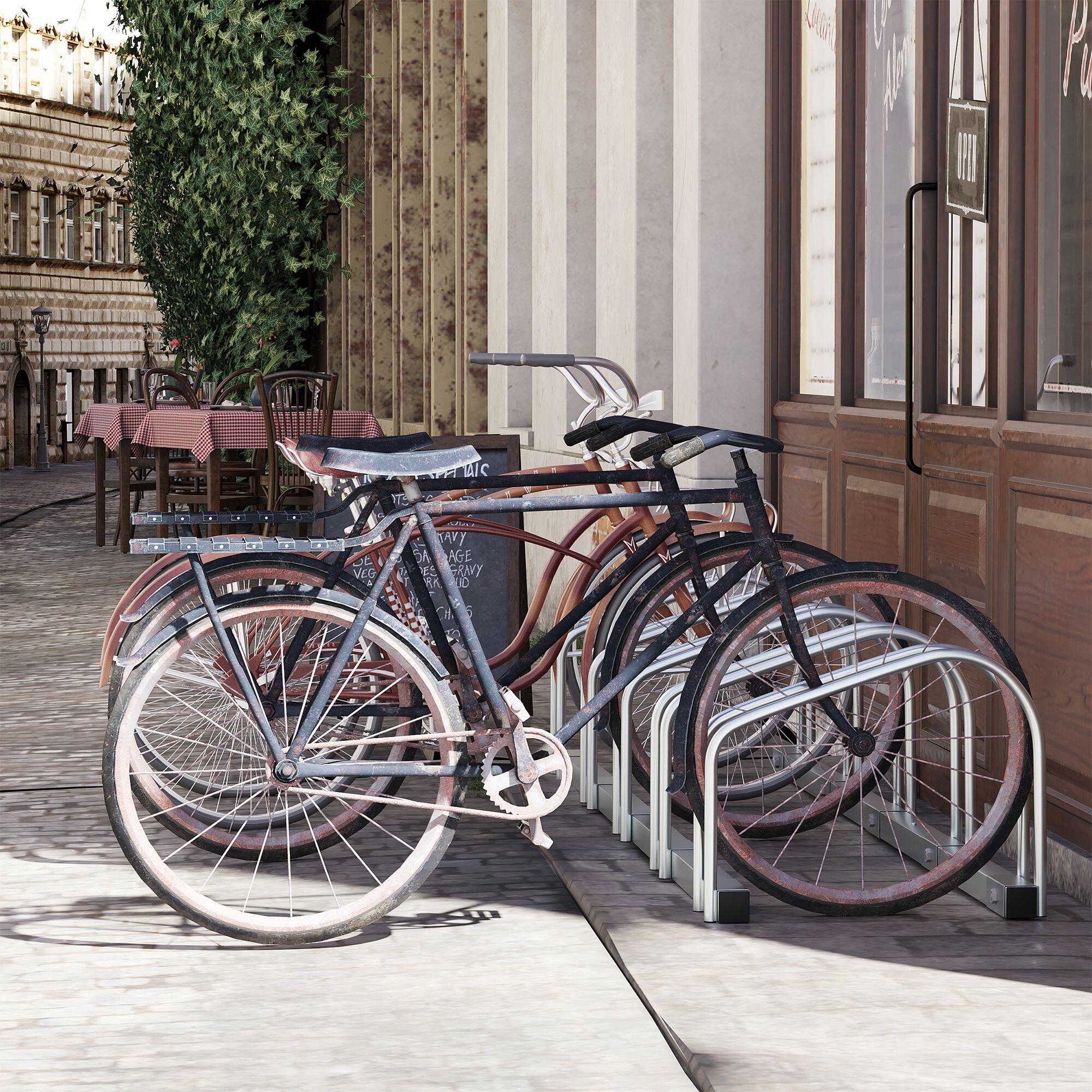 HOMCOM Rastrelliera Portabiciclette per 5 Biciclette, 145×33×27 cm, Argento 2/5