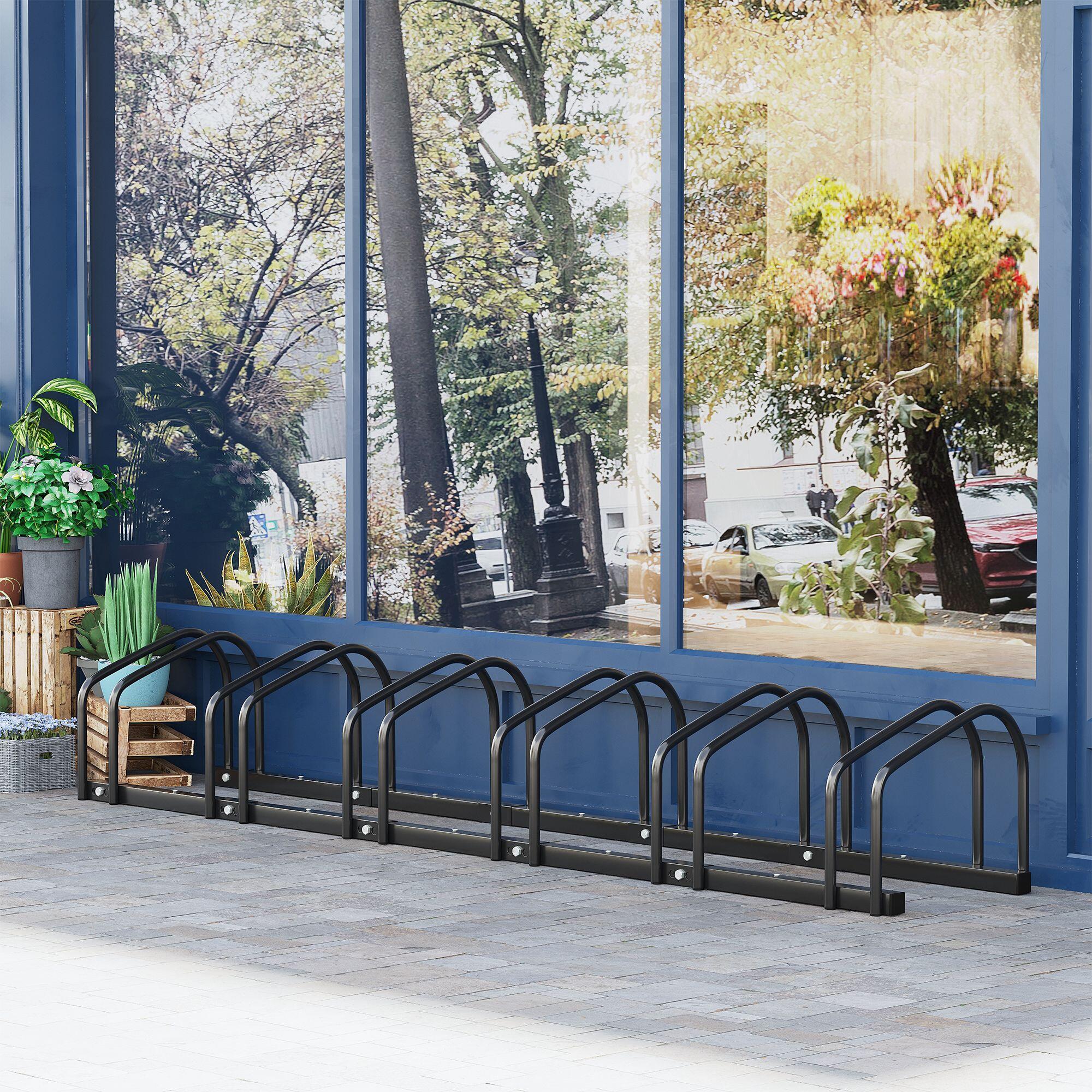 HOMCOM Rastrelliera Portabiciclette per 6 Biciclette, 179x33x27 cm, Nero 2/5