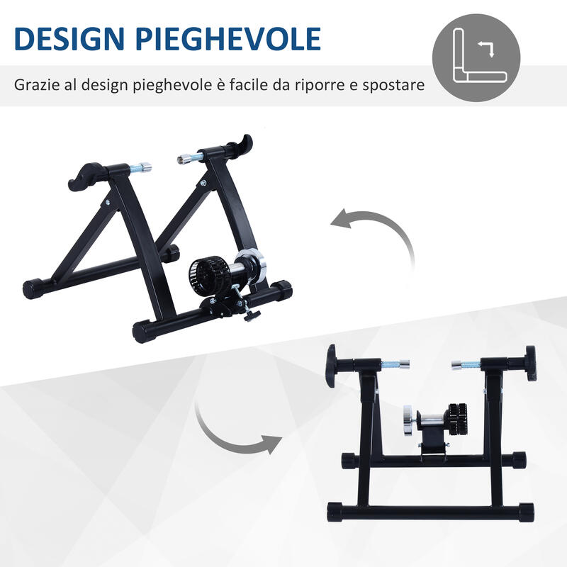 HomCom Rullo per Bicicletta per Allenamento in Casa, Pieghevole, Nero