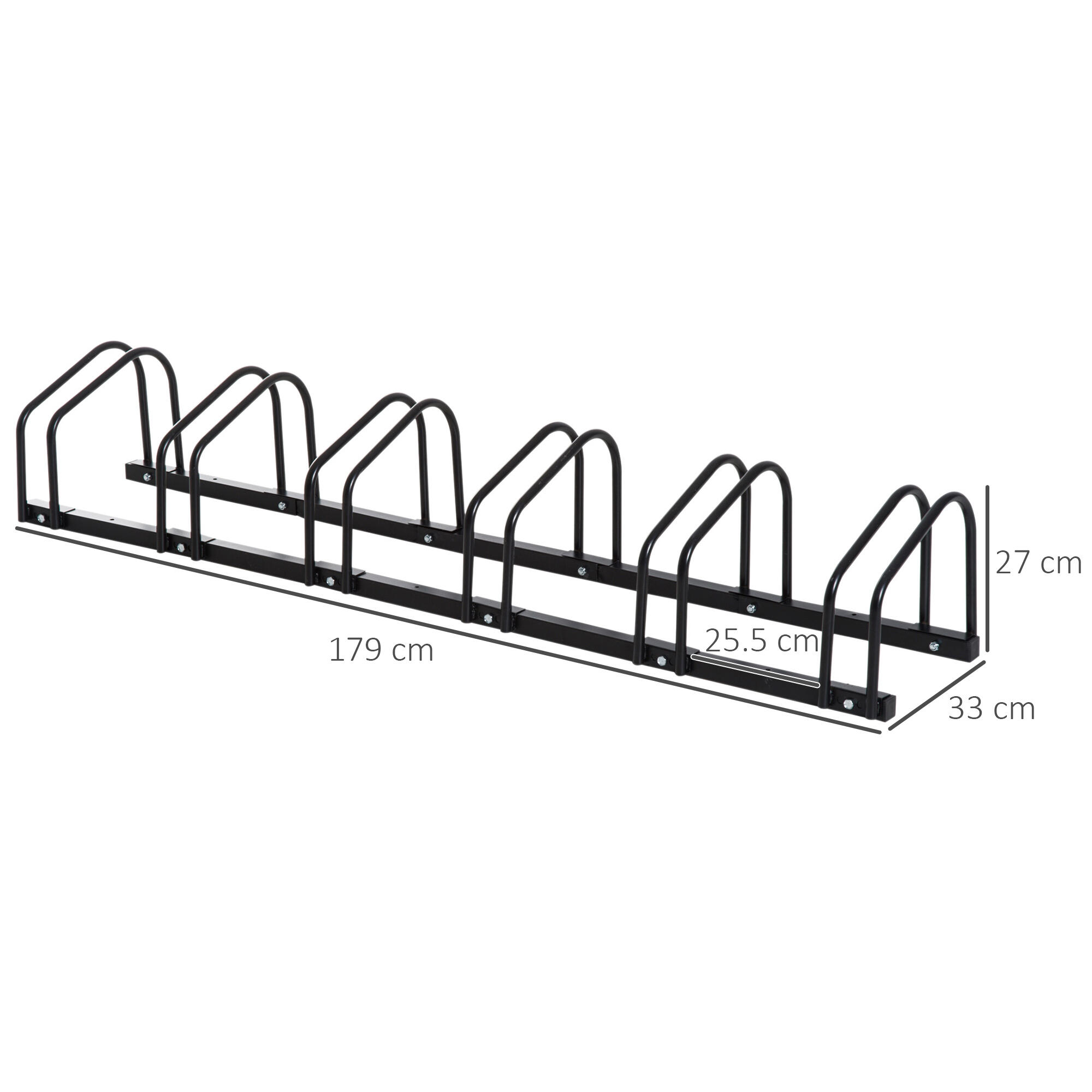 HOMCOM Rastrelliera Portabiciclette per 6 Biciclette, 179x33x27 cm, Nero 3/5
