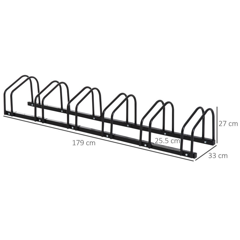 Suport de Parcare pentru 6 Biciclete, Otel, 179x33x27 cm, Negru