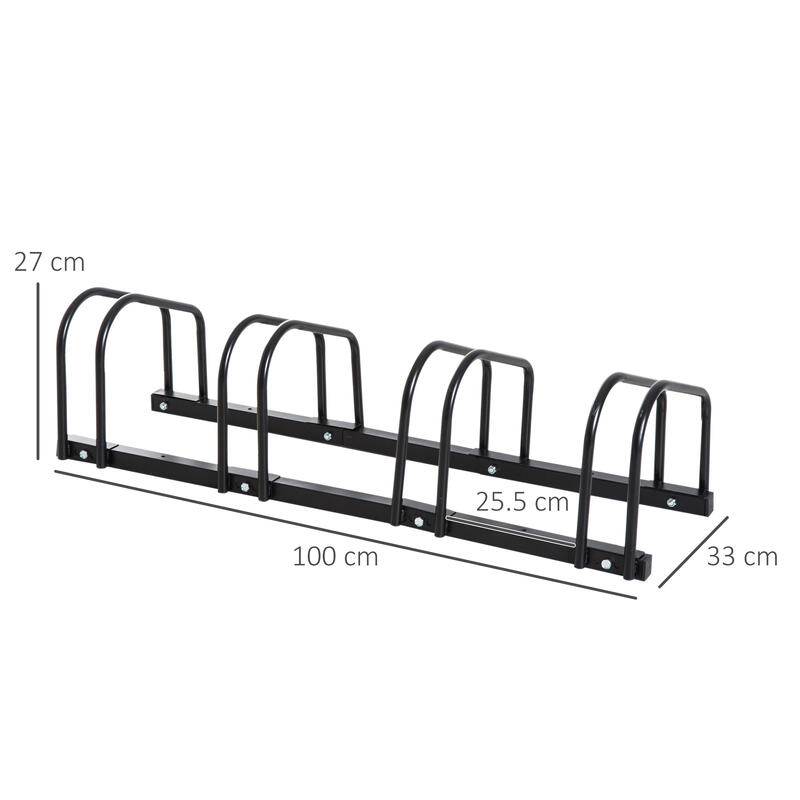 HOMCOM Rastrelliera Portabiciclette per 4 Biciclette, 110x33x27 cm, Nero