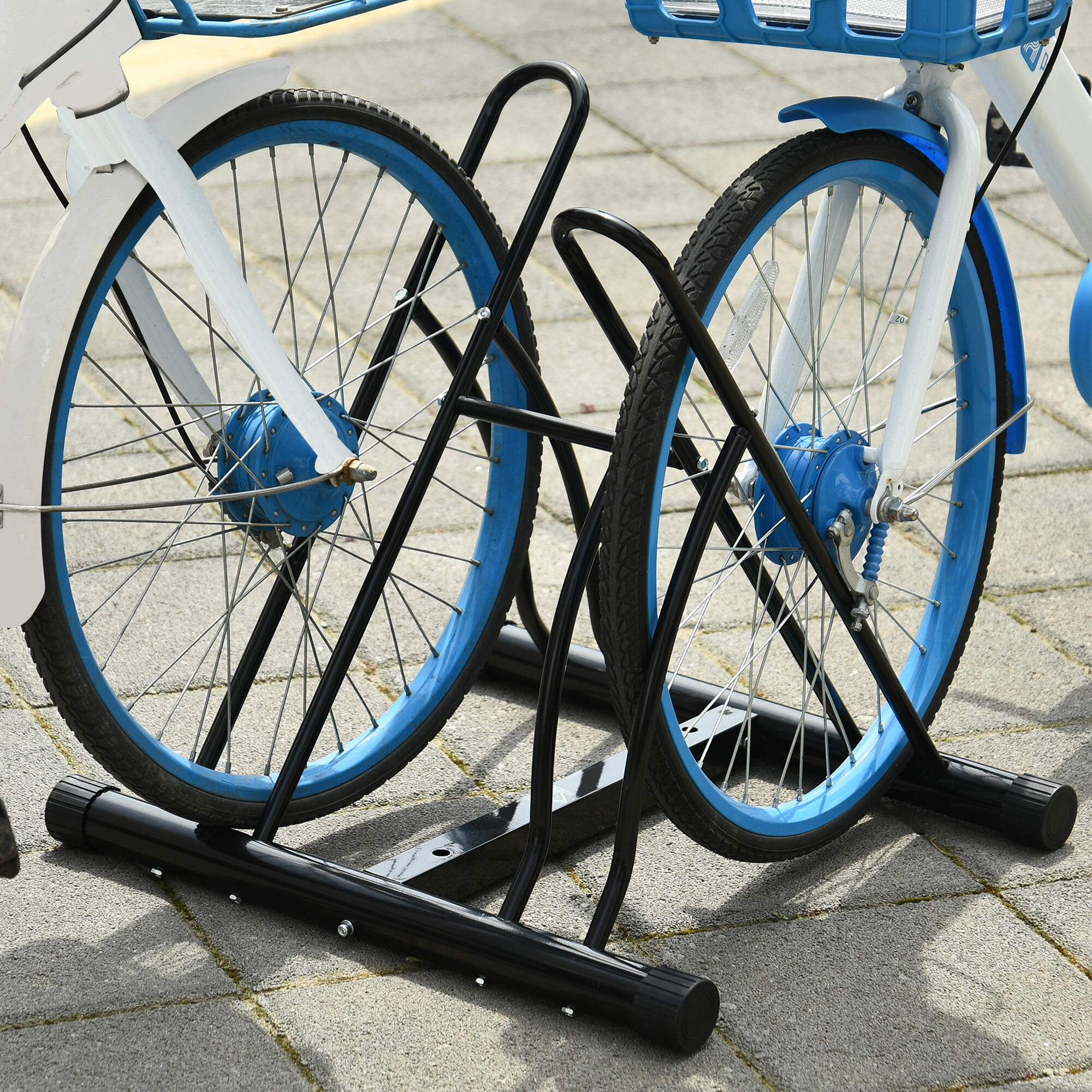 HOMCOM Portabiciclette Parcheggio 2 Bici per Interno ed Esterno 60 x 54 x 57 cm 2/5