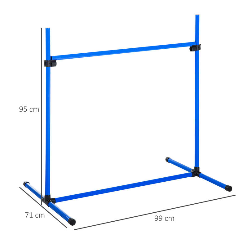 Set din 4 obstacole pentru caini reglabile pe inaltime, 99x71x95, Albastru