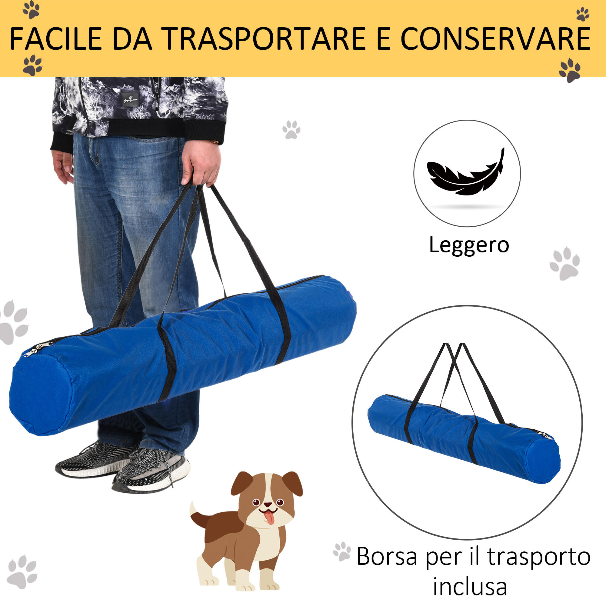 PawHut Set di 4 Ostacoli Regolabili Agility Dog con Borsa, 99x71x95cm 5/5