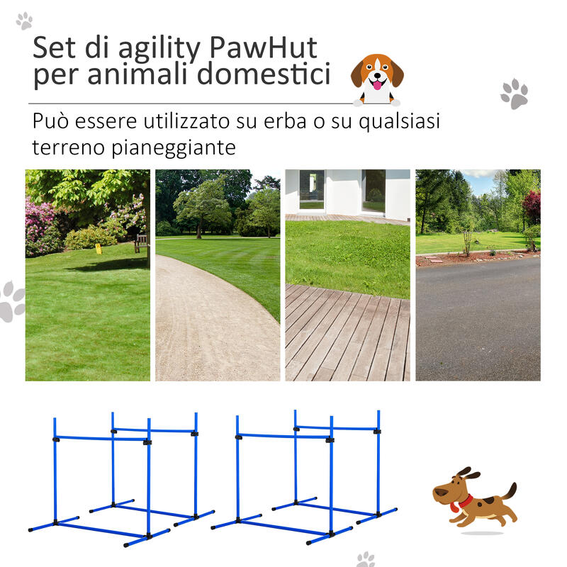 PawHut Set di 4 Ostacoli Regolabili Agility Dog con Borsa, 99x71x95cm
