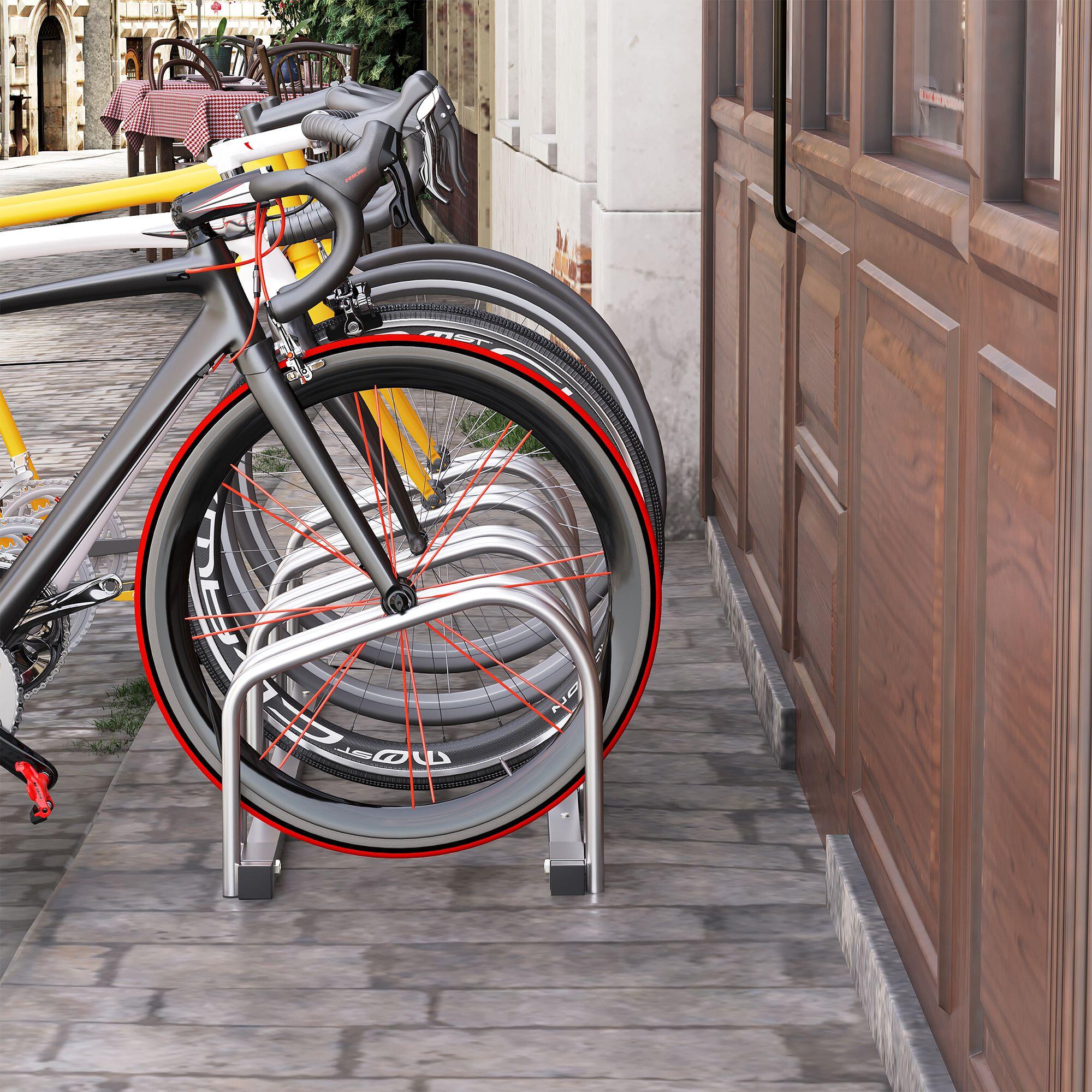 HOMCOM Rastrelliera Portabiciclette per 4 Biciclette110x33x27 cm, Argento 2/5