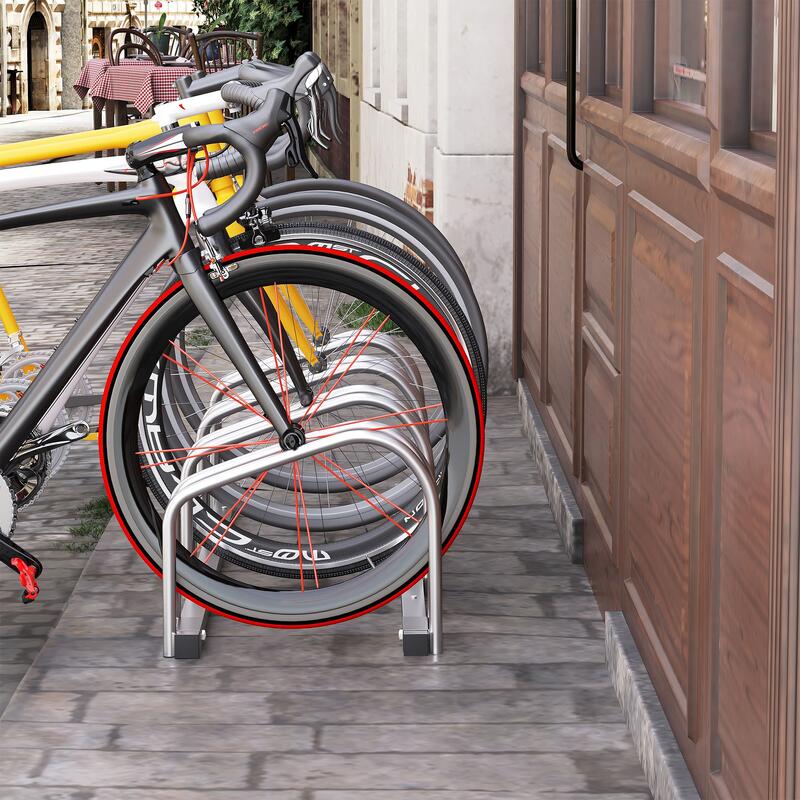 HOMCOM Rastrelliera Portabiciclette per 4 Biciclette110x33x27 cm, Argento