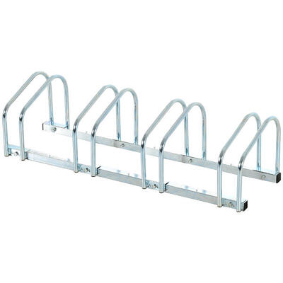 HOMCOM Rastrelliera Portabiciclette per 4 Biciclette110x33x27 cm. Argento