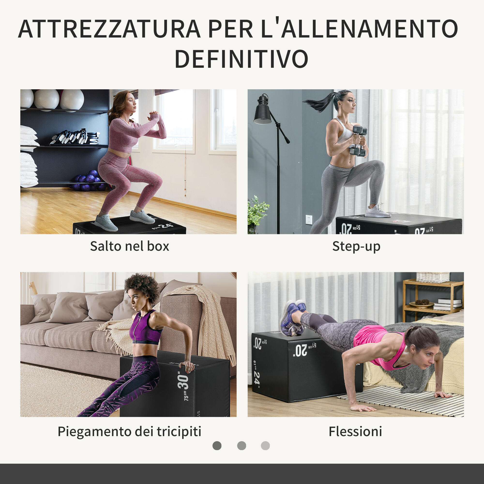 HOMCOM Plyo Box 3 in1 a 3 Altezze, Jumping Box Pliometrico Capacità 120kg, Nero 4/5