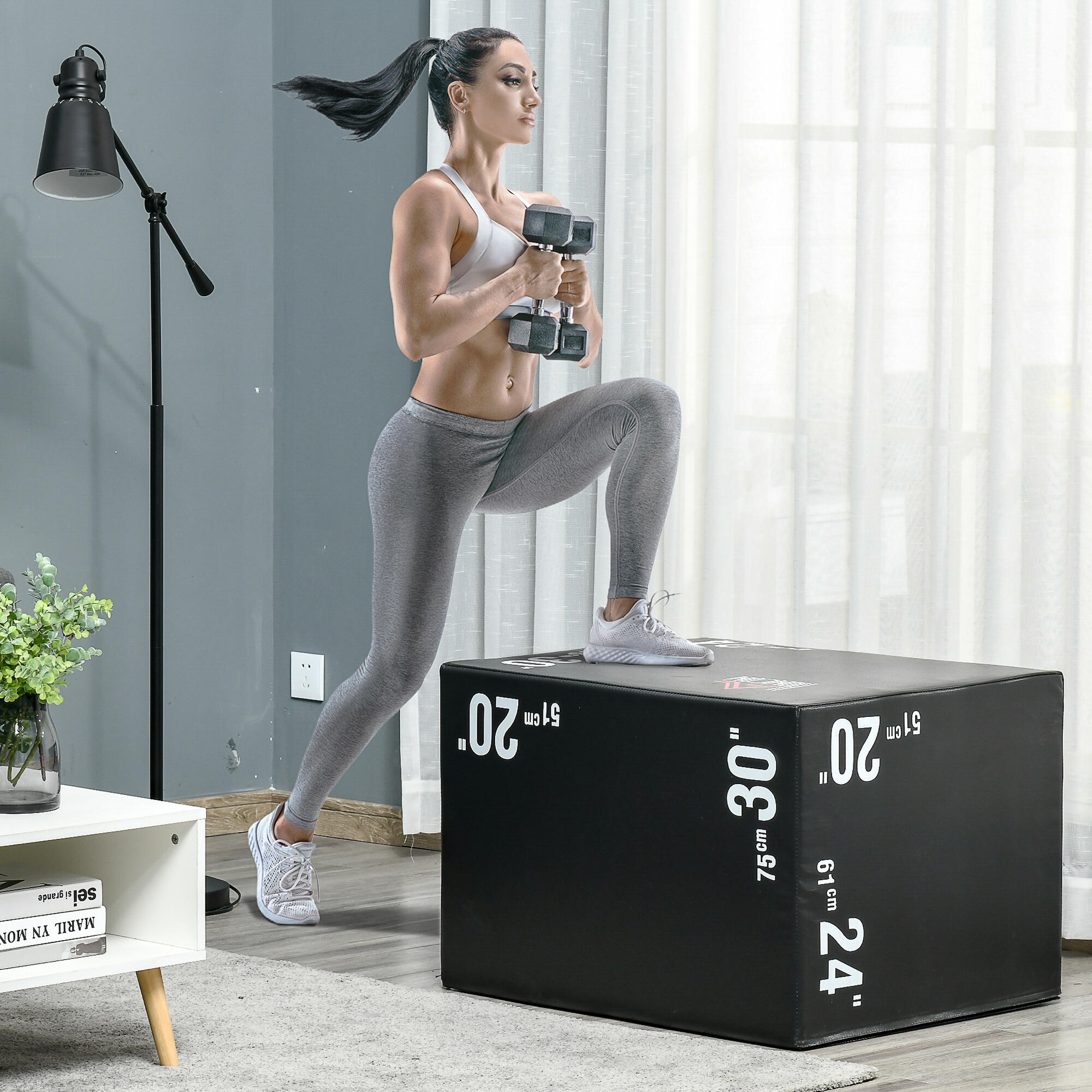 HOMCOM Plyo Box 3 in1 a 3 Altezze, Jumping Box Pliometrico Capacità 120kg, Nero 2/5