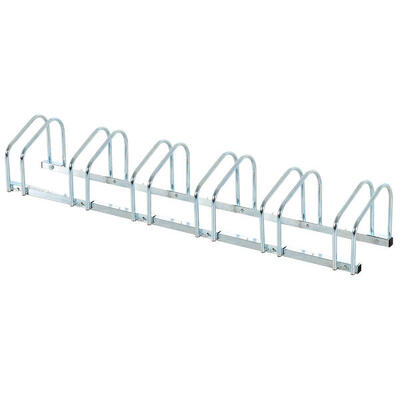 HOMCOM Rastrelliera Portabiciclette per 6 Biciclette 179x33x27 cm Argento
