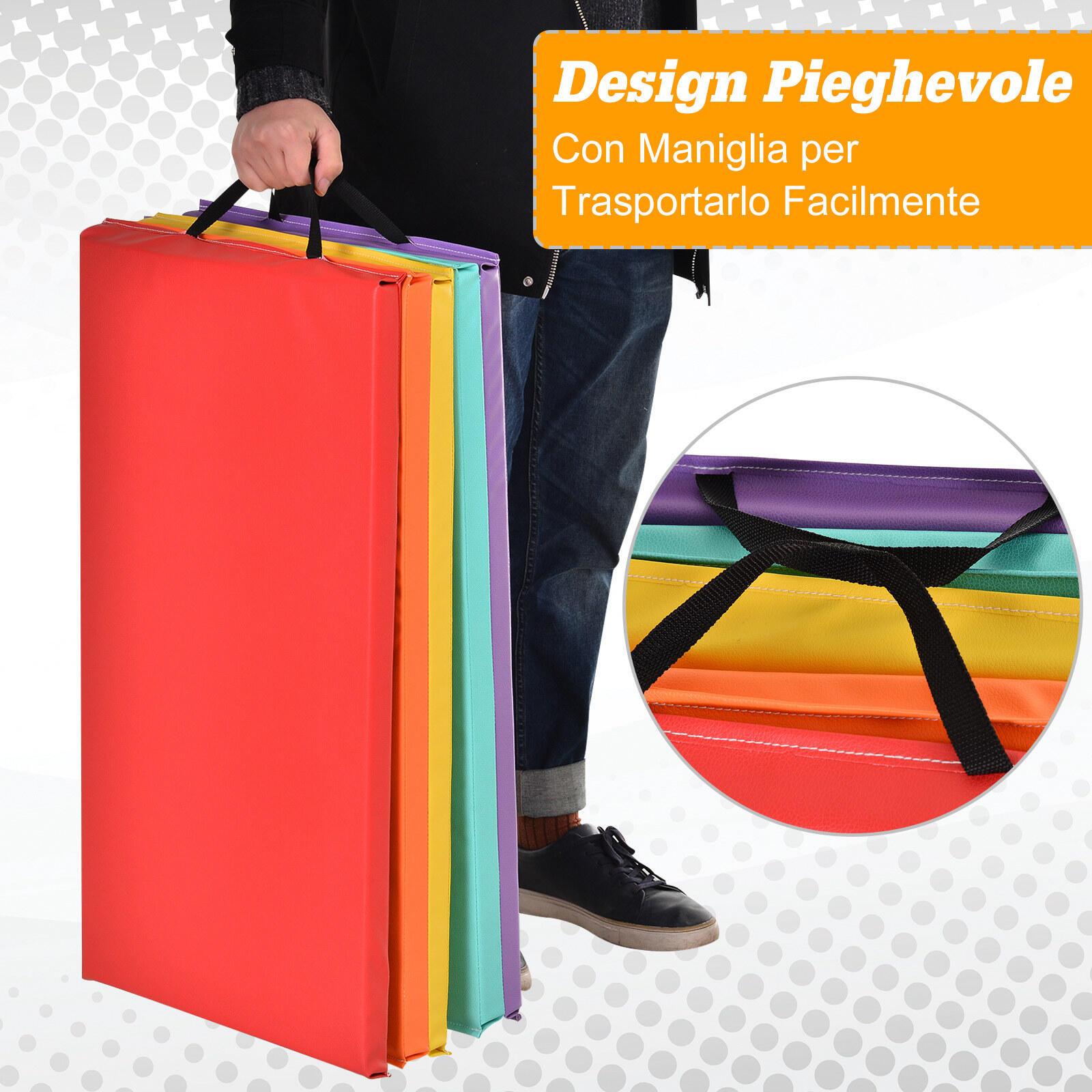 HOMCOM Tappetino Fitness per Palestra e Casa 5 Pannelli Pieghevoli 195x76x3cm 5/5