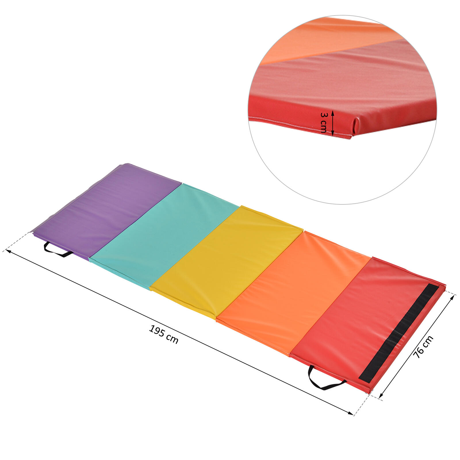 HOMCOM Tappetino Fitness per Palestra e Casa 5 Pannelli Pieghevoli 195x76x3cm 3/5
