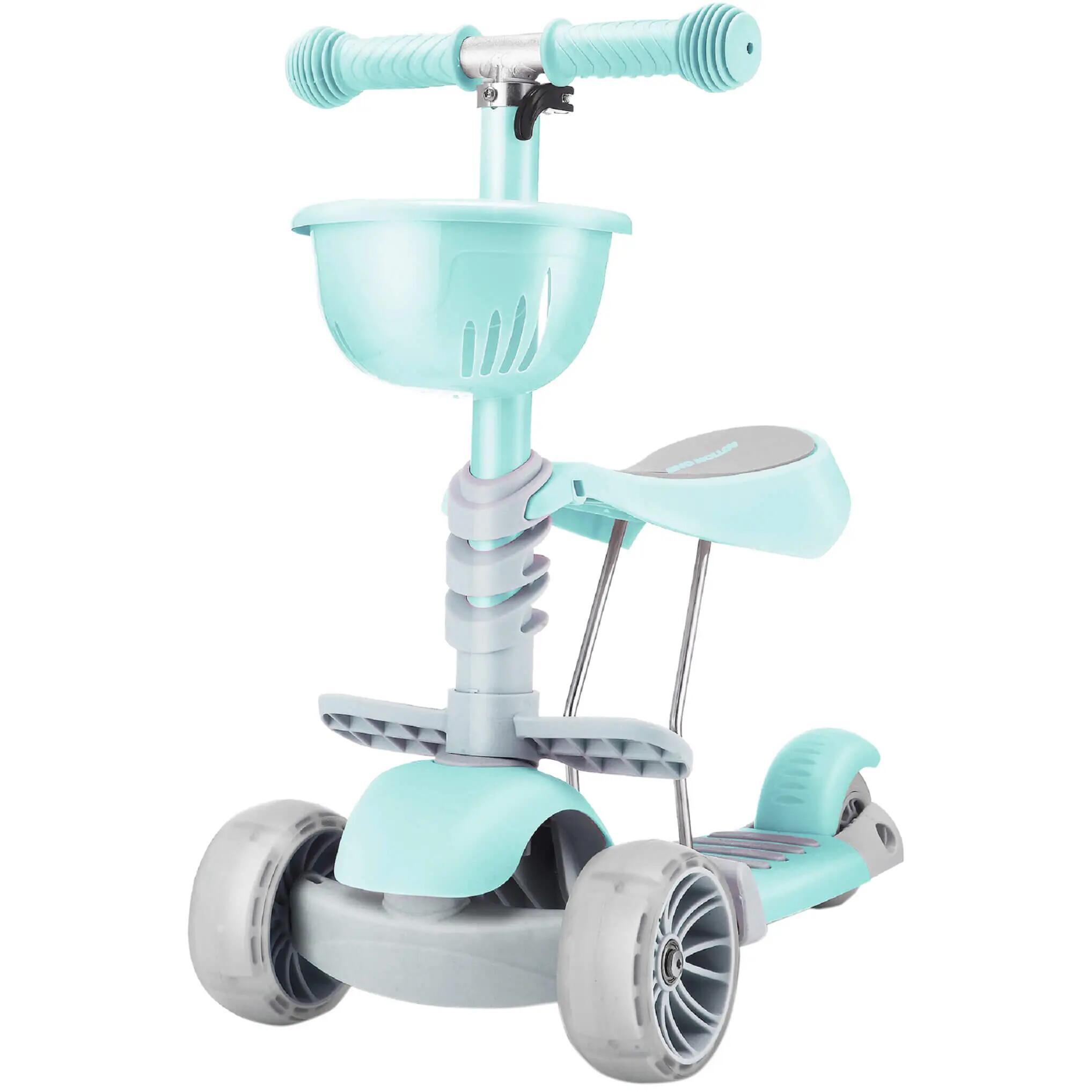 Trotineta 3 in 1 cu roti luminoase, Kinder XS, Verde 3/5