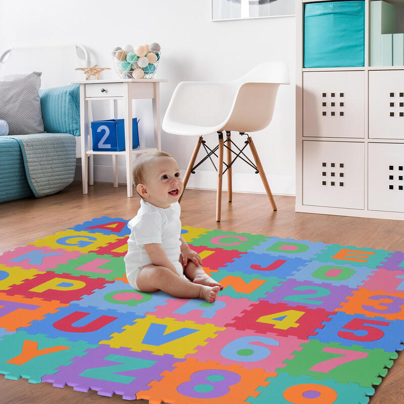 HomCom covor puzzle pentru copii, 36 piese, multicolor