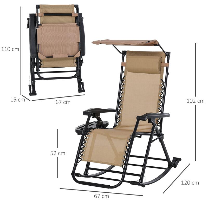 Cadeira de balanço 120x67x102 cm Bege Outsunny