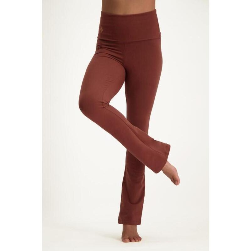 Pranafied - Legging de yoga, ceinture rabattable, jambes larges- Grenat