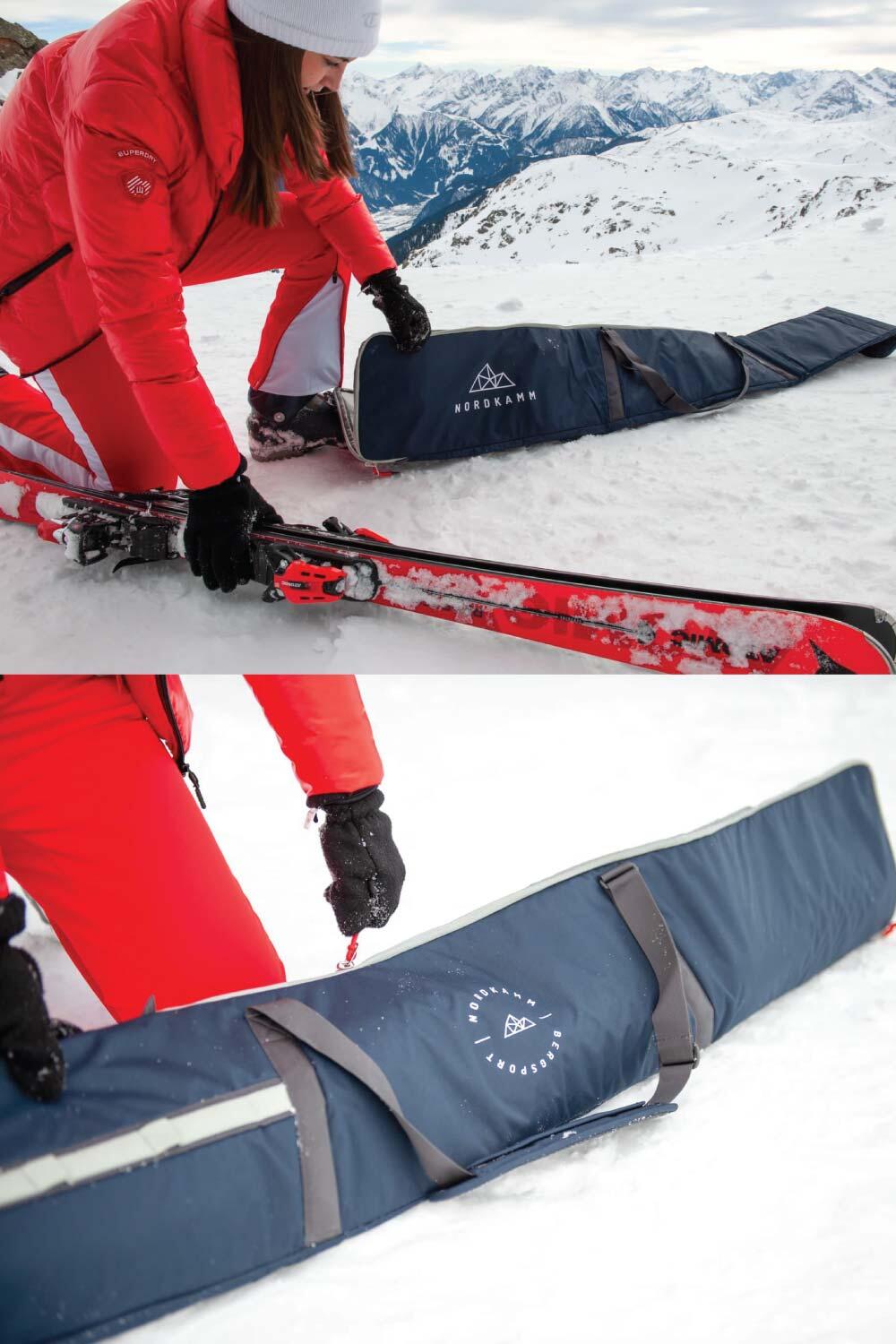 Housse de ski homme femme adulte, sac à skis rembourré, étanche, bleu 5/5