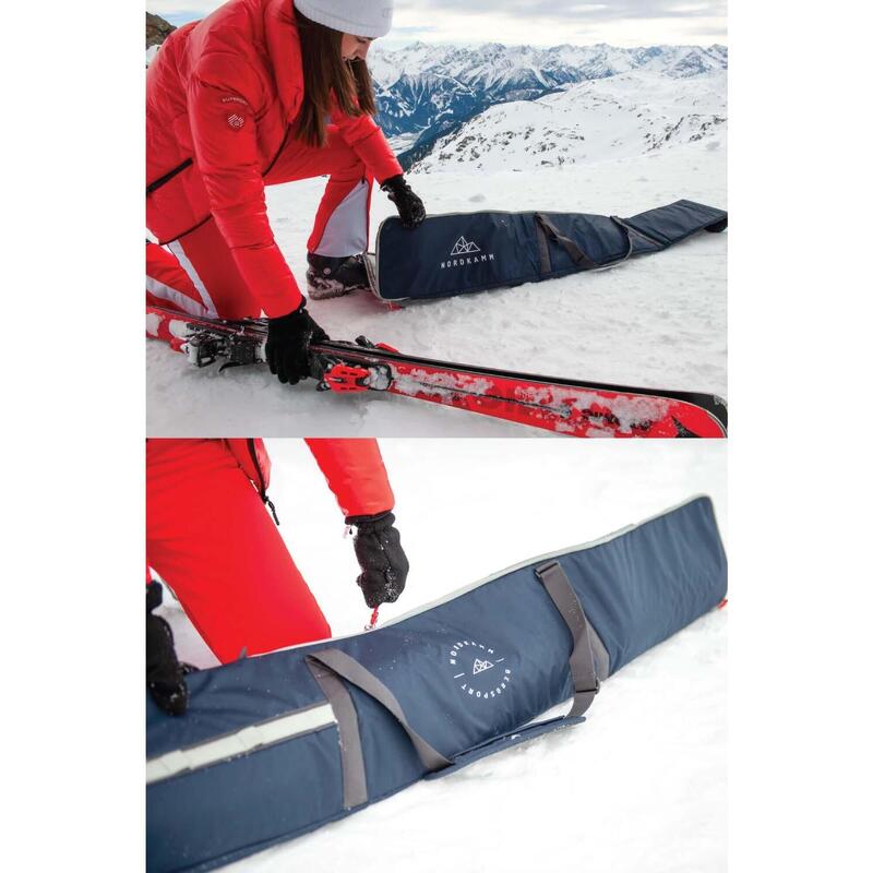 Housse de ski homme femme adulte, sac à skis rembourré, étanche, bleu