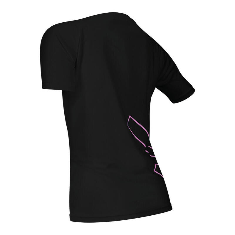 Camiseta de manga corta mujer fitness running cardio negra