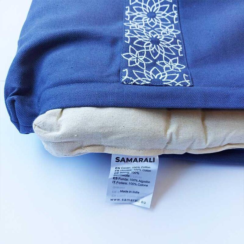 Samarali Meditációs Szett Félhold Alakú Párnával - Farmer kék