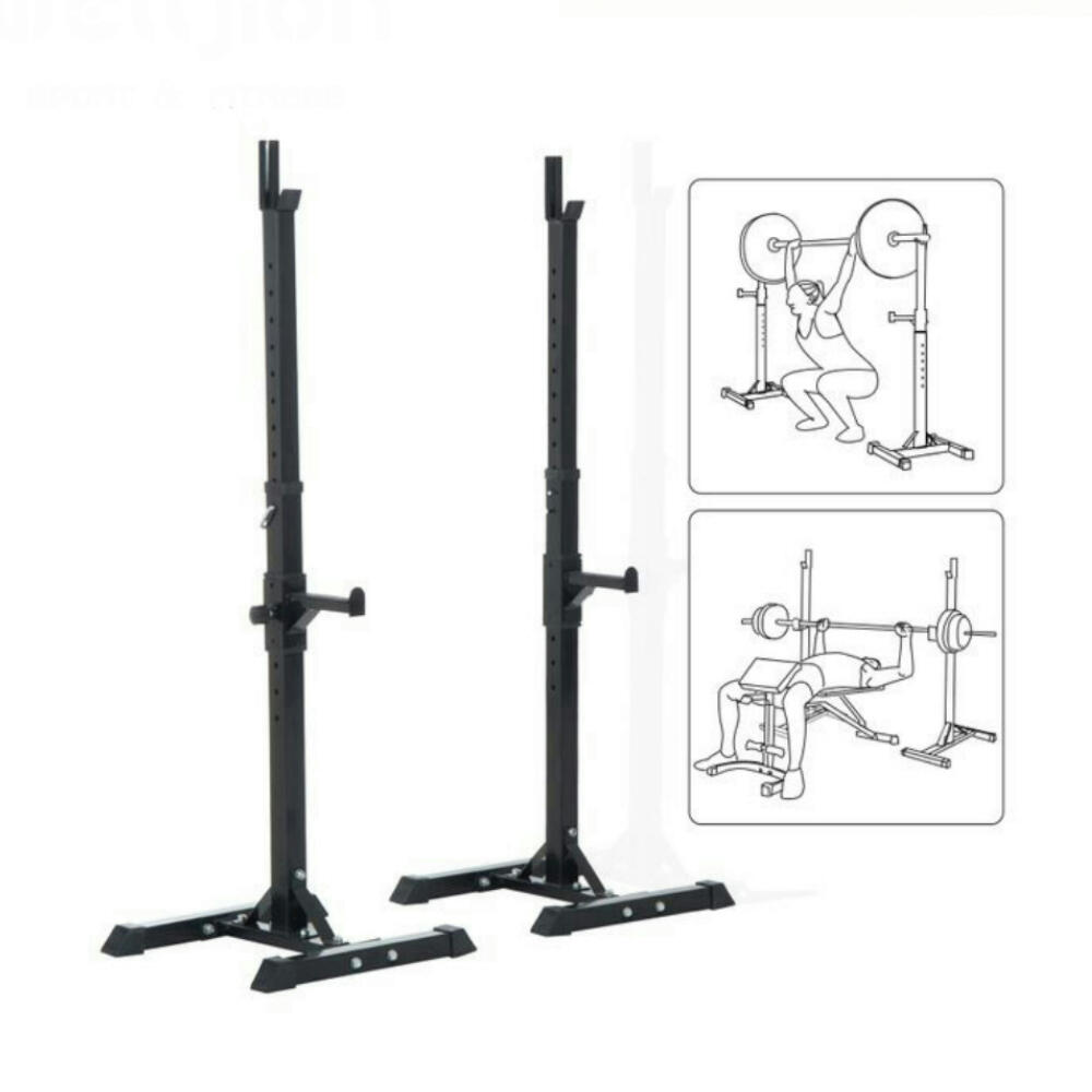 Soporte Rack de Pesas para Musculación Separable Robusto Negro 3/3