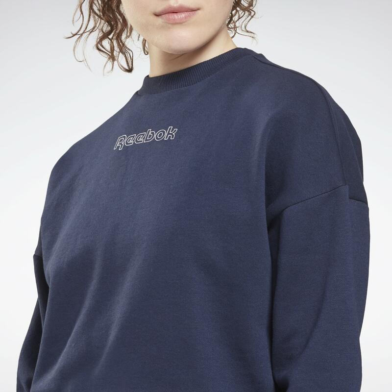 Bluza femei Reebok Piping Crewneck, Albastru