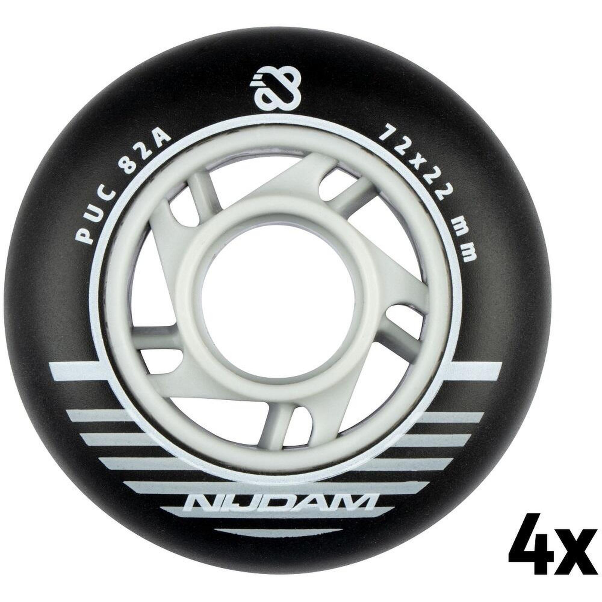 NIJDAM Set 4 Wielen Voor Inlineskates 72 x 22 mm Zwart