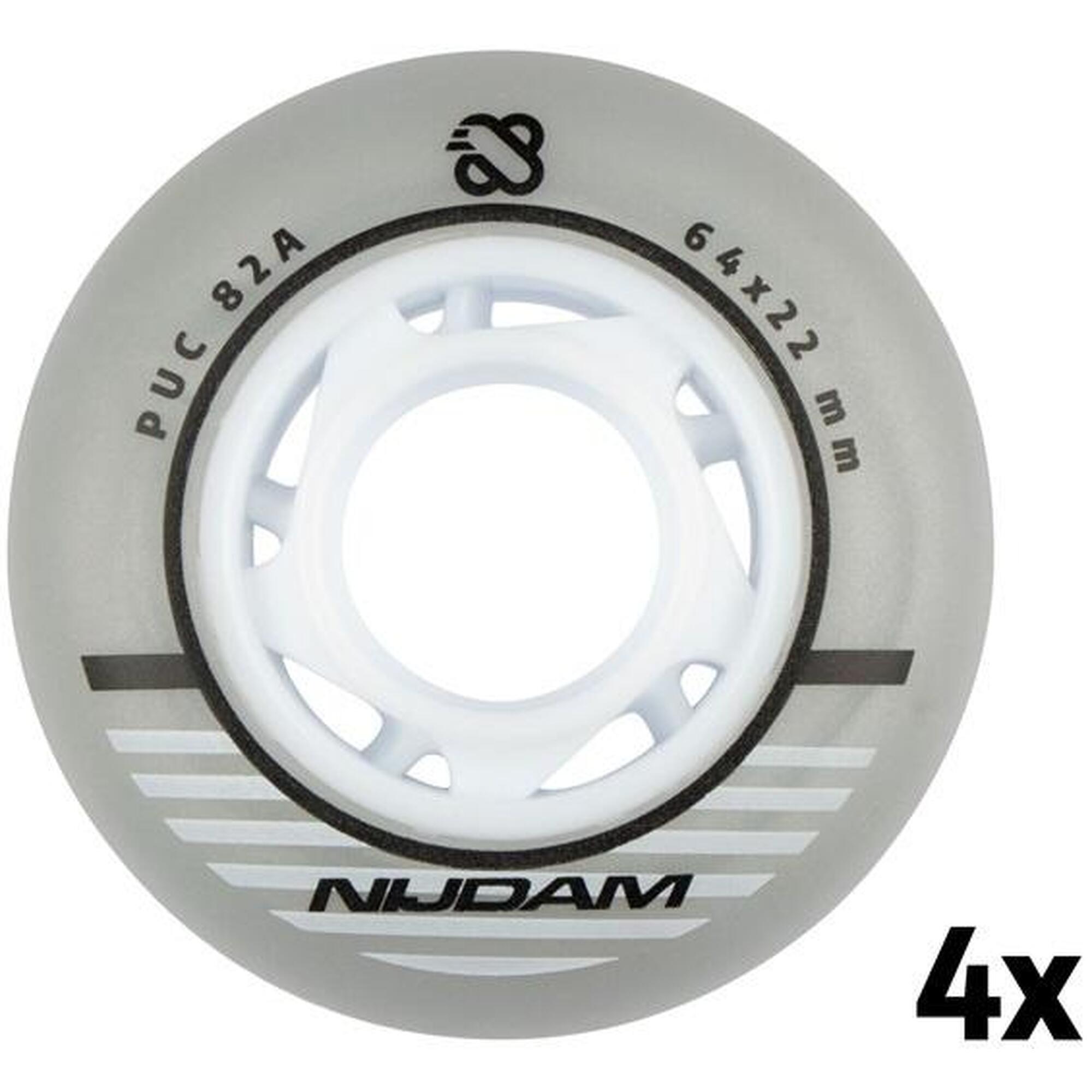 NIJDAM Set 4 Wielen Voor Inlineskates 64 x 22 mm 82A
