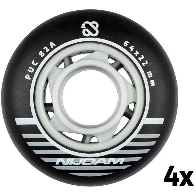 Set 4 Räder für Inline-Skates 64 x 22 mm - Schwarz