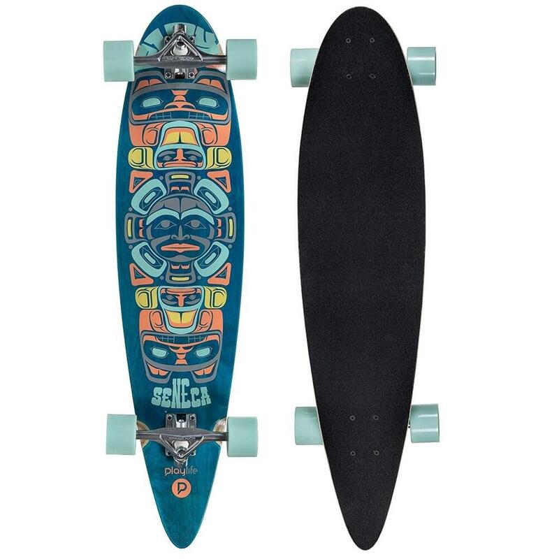 Playlife longboard Seneca 97 x 23 cm hout zwart/blauw