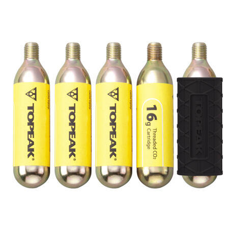 Cartouches Topeak CO2 Cartridge 16g Threated 5 pieces w/ 1 cover