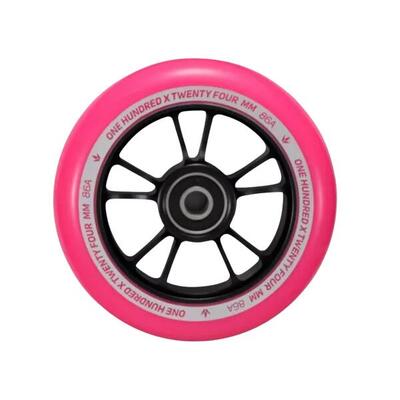 Wielen step - 10 spaken - 100 mm - zwart/roze - blunt scooters