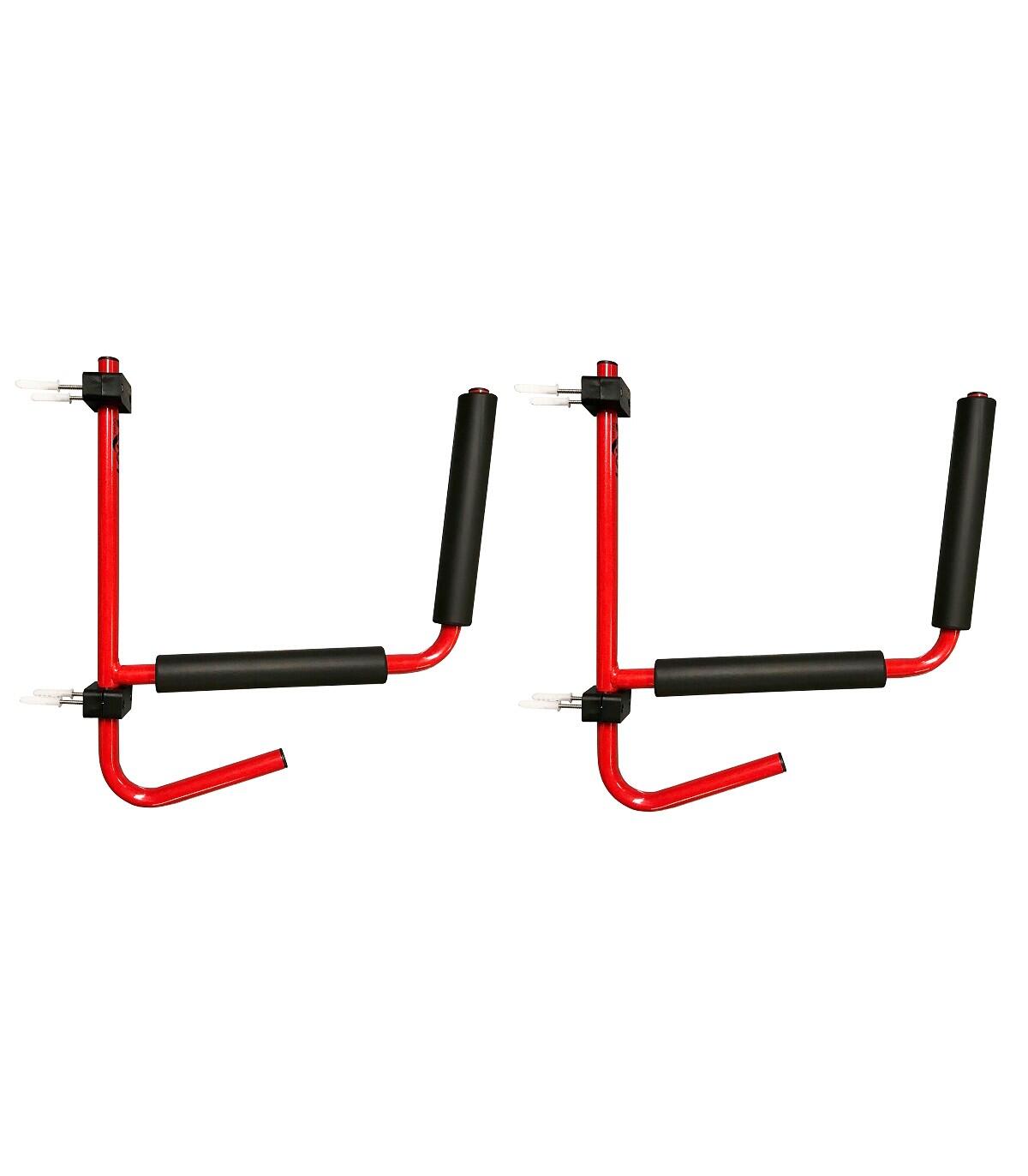 Support mural kayak set de 2 - rangement canoë SUP pagaie jusqu'à 70 kg - acier 3/4